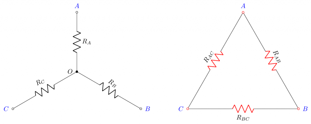 Trasformazioni Triangolo-Stella e Stella-Triangolo di resistenze ...