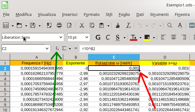 LibreOffice Calc: diagrammi di Bode e Nyquist